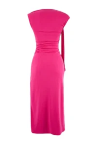 TRENDYOLMİLLA Limited Edition Fuchsia bodycon Asymmetric Yaka Sleeveless with accessories Maxi Flexible Knitting Dress - Image 6