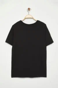 Trendyol Curve Black Floral Accessory Detailed Regular Fit Plus Size T-Shirt - Image 8