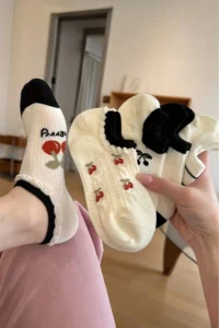 BGK Pack of 5 Cherry Patterned Embossed Invisible Socks - Image 2
