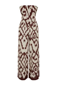 TRENDYOLMiLLA Ethnic Patterned Patterned Weaving Strapless Blouse Pants Beach Set - Image 8