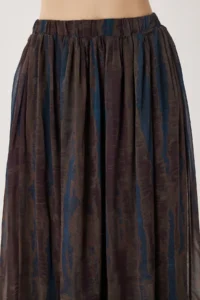 Lovelyİstanbul Patterned Wrinkle Effect Chiffon Skirt  BLUE KHAKI - Image 5