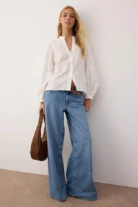 TRENDYOLMİLLA White Sleeves Lace Stripe Detailed Boho Shirt - Image 2