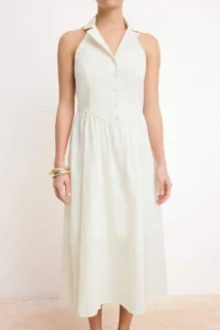 TRENDYOLMİLLA White Material Midi Weaving Dress - Image 3