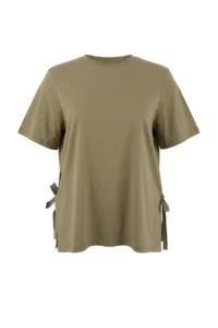 Trendyol Curve Light Khaki Yanda Fiyonk Binding Detailed relaxed Fit Plus Size T-Shirt - Image 3