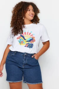 Trendyol Curve Buz Mavisi High Waist Flexible skinny denim Shorts & Bermuda