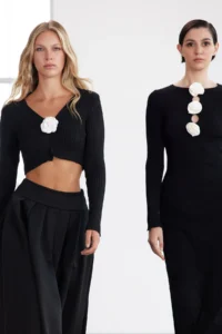 TRENDYOLMİLLA Black Maxi Premium/Special Yarn Knitwear Rose Detailed LONG Dress - Image 5