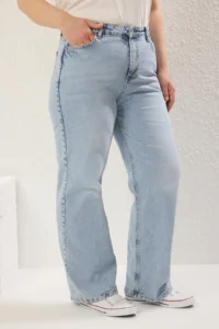 Trendyol Curve Mavi High Waist Wide Leg plus size jeans - Image 3