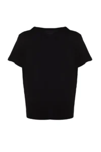 Trendyol Curve Black Oversized Fit Fish Printed 100% Cotton Knitting Plus Size T-Shirt - Image 8