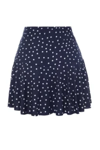 TRENDYOLMİLLA Navy Blue Polka Dot Skirt Look High Waist Mini Knitting Shorts - Image 8