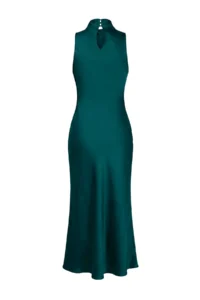 TRENDYOLMİLLA Emerald Green Scarf Detailed Satin Midi Elegant/Evening Dress - Image 6