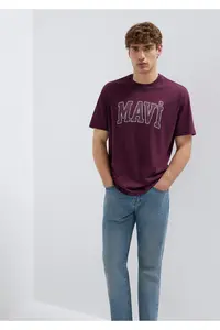 Mavi Logo Printed Purple T-Shirt Loose Fit 0611711-70434