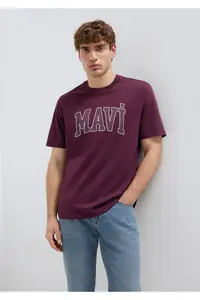 Mavi Logo Printed Purple T-Shirt Loose Fit 0611711-70434 - Image 2