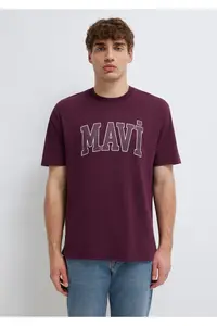 Mavi Logo Printed Purple T-Shirt Loose Fit 0611711-70434 - Image 3