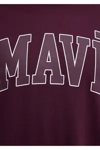 Mavi Logo Printed Purple T-Shirt Loose Fit 0611711-70434 - Image 7