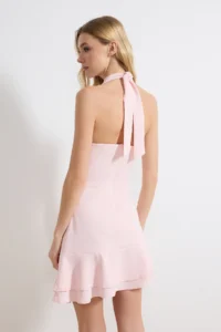 TRENDYOLMİLLA Pink with flywheel Crepe Short / Mini Weaving Dress - Image 4