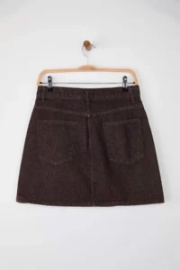 TRENDYOLMiLLA Brown Mini Basic denim Skirt - Image 6