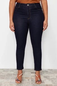 Trendyol Curve Dark Blue Extra Flexible/StretchbLarge Bodysuit skinny jeans - Image 4