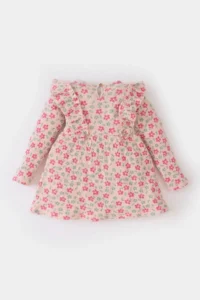 DeFacto Floral Long Sleeve Waffle Dress Baby Girl - Image 3