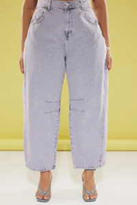 Trendyol Curve Open Blue-Pink High Waist Bagyy Fit plus size jeans - Image 4