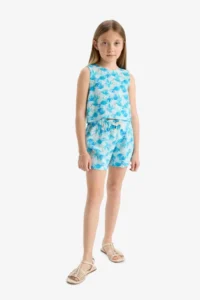 DeFacto Elastic Waist Patterned Cotton Shorts Girl