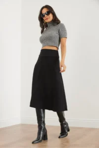 Olalook Women's Black Waist Banded Thessaloniki Bell Skirt - Image 4