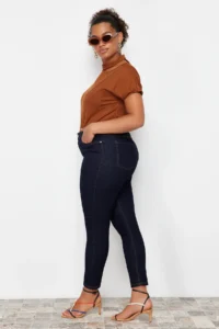 Trendyol Curve Dark Blue Extra Flexible/StretchbLarge Bodysuit skinny jeans - Image 2