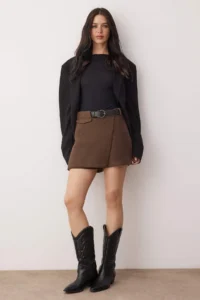 TRENDYOLMiLLA Brown Belt Detailed Weaving Shorts Skirt - Image 2