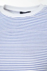 Trendyol Curve Navy Blue Striped Crew Neck Striped Knitting T-Shirt - Image 7
