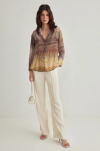 TRENDYOLMİLLA Multicolored Color Transitional Siphon Material Regula Normal Pattern Weaving Shirt - Image 2