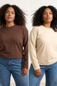 Trendyol Curve Brown-Beige  2 Sets Paket 100% single jersey Regular/Normal Pattern Knitting T-Shirt