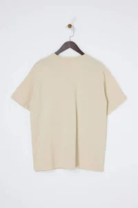 Trendyol Curve Stone 100% Cotton Printed Oversized Pattern Crew Neck Plus Size Knitting T-Shirt - Image 6