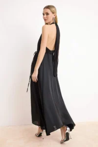 TRENDYOLMİLLA Black Belted Maxi Lined Elegant/Evening Dress