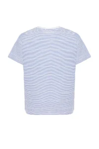 Trendyol Curve Navy Blue Striped Crew Neck Striped Knitting T-Shirt - Image 8