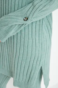 TRENDYOLMİLLA Mint Ribbed Wide Pattern Knitwear Top and Bottom Set - Image 4