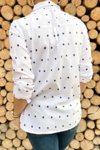 FEMELLE Women White Puantiye Embroidered Cotton Shirt - Image 3