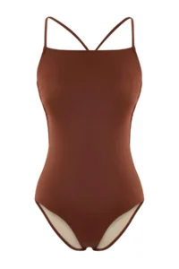 TRENDYOLMİLLA Brown Square Neck Low-cut back Regular Swimsuit - Image 5