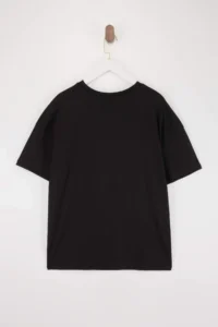Trendyol Curve Black 100% Cotton Embroidered Oversized/Wide Pattern Crew Neck Knitting Plus Size T-Shirt - Image 6