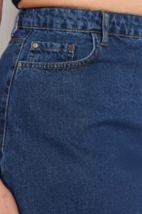Trendyol Curve Mavi High Waist 100% Non-Stretch Cotton A Shape denim Skirt - Image 5