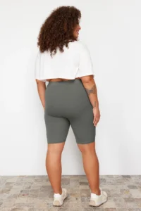 Trendyol Curve Navy Blue-Khaki High Waist 2 Sets Pack Biker/Short Plus Size Leggings - Image 6