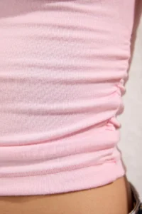 TRENDYOLMİLLA Light Pink Ruffle/Drape Detailed Fitted Knitting Blouse - Image 3