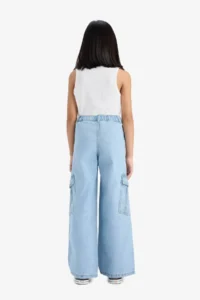 DeFacto Wide Leg Cargo Wide Leg Jean Trousers Girls - Image 5