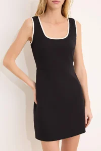 TRENDYOLMİLLA Black Piping Detailed Mini Flexible Weaving Dress - Image 3