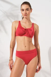 Pierre Cardin Red Gathered Underwire Bikini Set, Foldable, High Waist Detailed, Useful