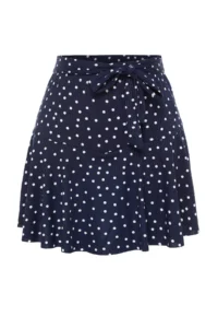 TRENDYOLMİLLA Navy Blue Polka Dot Skirt Look High Waist Mini Knitting Shorts - Image 6