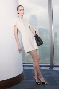 TRENDYOLMİLLA Limited Edition Ecru shiny Tweed Mini Weaving Dress