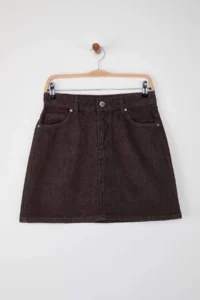 TRENDYOLMiLLA Brown Mini Basic denim Skirt - Image 5