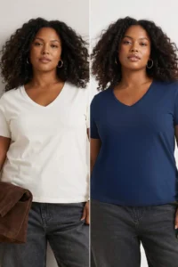 Trendyol Curve Multicolored 2 Sets Paket Basic Knitting Plus Size T-Shirt