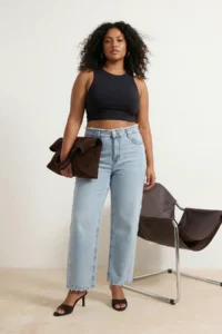 Trendyol Curve Light Blue High Waist Wide Leg comfort/Middle Flexible Wide Leg plus size jeans - Image 3