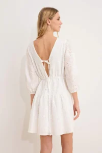 TRENDYOLMİLLA Ecru Binding Detailed embroidery Short / Mini Weaving Dress - Image 4