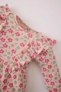 DeFacto Floral Long Sleeve Waffle Dress Baby Girl - Image 2